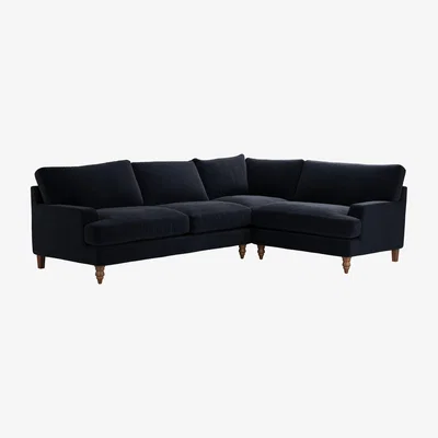 Sofa.com Isla Asym. Crn: LHF 2.5 Seat w RHF Loveseat in Pitch Smart Cotton - sofa.com