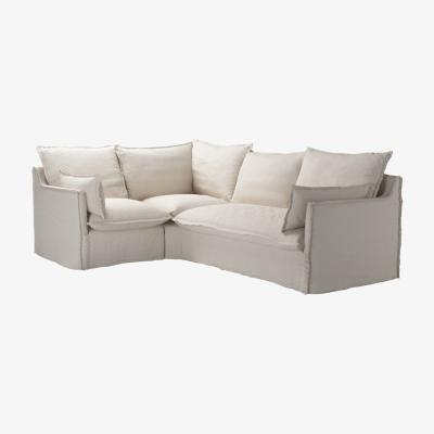 Sofa.com Perfectly Pristine Isaac Asym: LHF Single w RHF 2 Seat in Taupe Brushed Linen Cotton - sofa.com