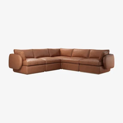 Sofa.com Ren Medium Corner Sofa in Cognac Grain Leather
