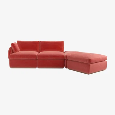Sofa.com Ren LHF Modular Sofa in Dusty Rose Cotton Matt Velvet