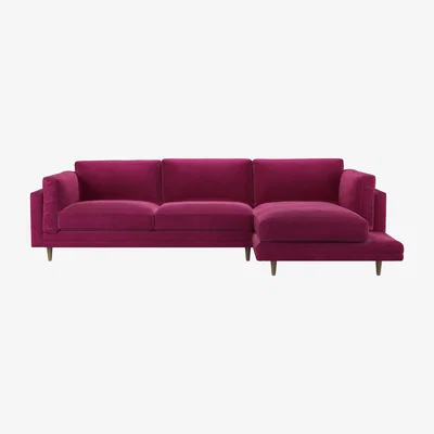 Sofa.com Marco RHF Chaise Sofa in Persian Rose Smart Velvet