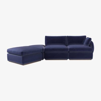 Sofa.com Ren RHF Modular Sofa in Prussian Blue Cotton Matt Velvet