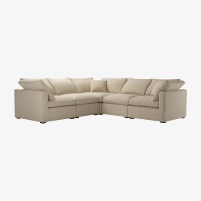 Sofa.com Long Island Slim Medium Corner Sofa in Pennine Stone Organic Smart Cotton