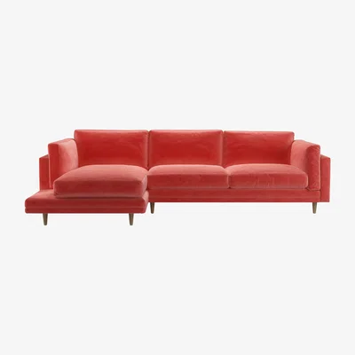 Sofa.com Marco LHF Chaise Sofa in Dusty Rose Cotton Matt Velvet