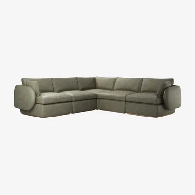 Sofa.com Ren Medium Corner Sofa in Matcha Powdered Leather