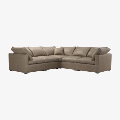 Sofa.com Long Island Slim Medium Corner Sofa in Pewter Grain Leather