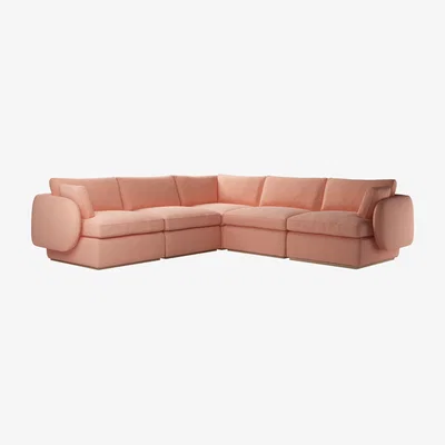 Sofa.com Ren Medium Corner Sofa in Sakura Pink Organic Smart Cotton