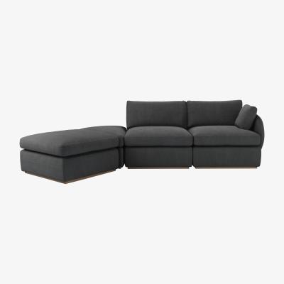 Sofa.com Ren RHF Modular Sofa in Charcoal Brushed Linen Cotton