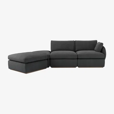 Sofa.com Ren RHF Modular Sofa in Charcoal Brushed Linen Cotton