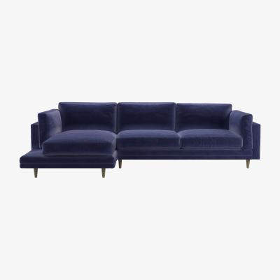 Sofa.com Marco LHF Chaise Sofa in Prussian Blue Cotton Matt Velvet