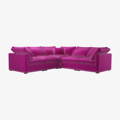 Sofa.com Long Island Slim Medium Corner Sofa in Peony Cotton Matt Velvet