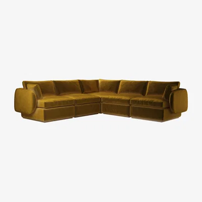Sofa.com Ren Medium Corner Sofa in Nefertiti Gold Cotton Matt Velvet