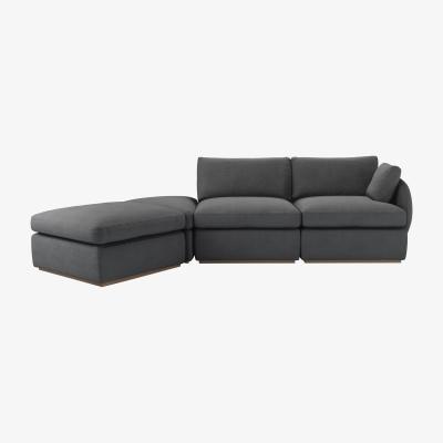 Sofa.com Ren RHF Modular Sofa in Monsoon Brushed Linen Cotton