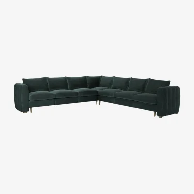 Sofa.com Tiffany Slim Large Corner Sofa in Smokey Green Cashmere Velvet - sofa.com