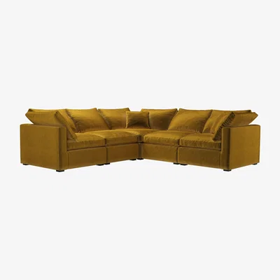 Sofa.com Long Island Slim Medium Corner Sofa in Nefertiti Gold Cotton Matt Velvet