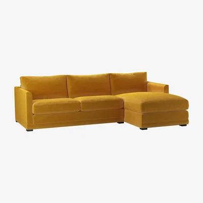 Sofa.com Aissa Medium RHF Chaise Sofa in Butterscotch Cotton Matt Velvet - sofa.com