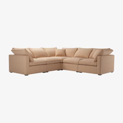 Sofa.com Long Island Slim Medium Corner Sofa in Rosewater Organic Smart Cotton