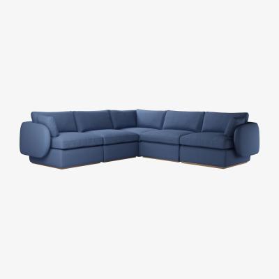 Sofa.com Ren Medium Corner Sofa in Oxford Blue Brushed Linen Cotton