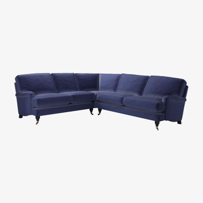 Sofa.com Bluebell Asym. Crn: LHF 2 Seat w RHF 2.5 Seat in Prussian Blue Cotton Matt Velvet - sofa.com