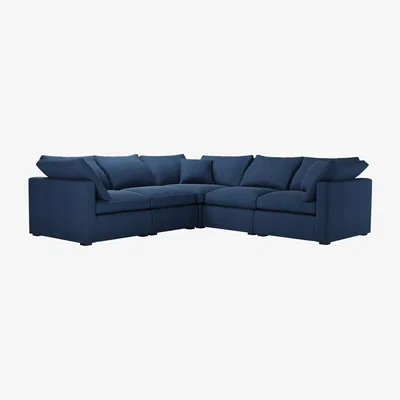 Sofa.com Long Island Slim Medium Corner Sofa in Washed Indigo Easy Cotton