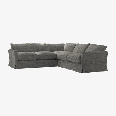 Sofa.com Otto Small Corner Sofa in Liquorice Baylee Multi-Tone Viscose Linen