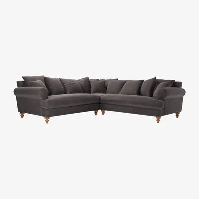 Sofa.com Teddy Medium Corner Sofa in Shale Aquaclean Clever Velvet