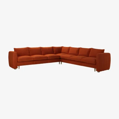 Sofa.com Tiffany Slim Large Corner Sofa in Brick Aquaclean Clever Velvet