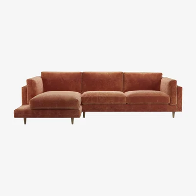 Sofa.com Marco LHF Chaise Sofa in Pomegranate Bubble Velvet