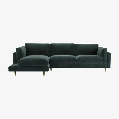 Sofa.com Marco LHF Chaise Sofa in Smokey Green Cashmere Velvet