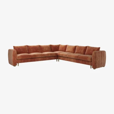 Sofa.com Tiffany Slim Large Corner Sofa in Pomegranate Bubble Velvet
