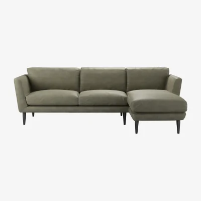Sofa.com Holly Medium RHF Chaise Sofa in Matcha Powdered Leather - sofa.com