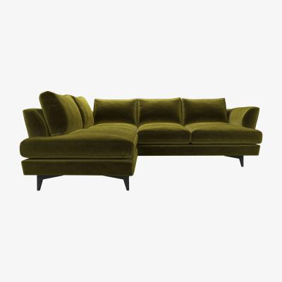 Sofa.com Lars LHF Open End Corner Sofa in Olive Cotton Matt Velvet