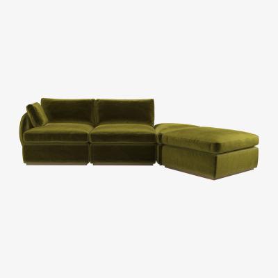 Sofa.com Ren LHF Modular Sofa in Olive Cotton Matt Velvet