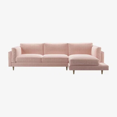 Sofa.com Marco RHF Chaise Sofa in Pavilion Pink Brushstroke