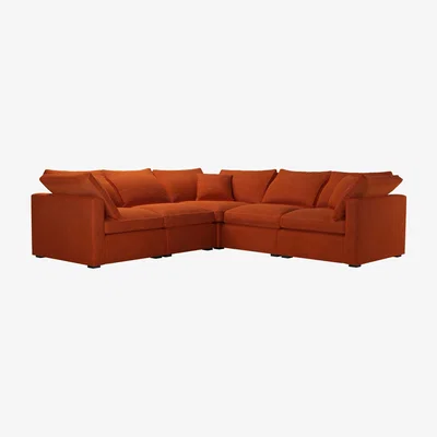 Sofa.com Long Island Slim Medium Corner Sofa in Brick Aquaclean Clever Velvet