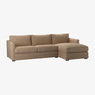 Sofa.com Aissa Medium RHF Chaise Sofa in Driftwood Baylee Multi-Tone Viscose Linen - sofa.com