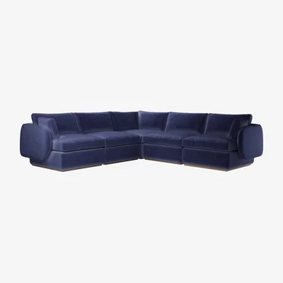 Sofa.com Ren Medium Corner Sofa in Prussian Blue Cotton Matt Velvet
