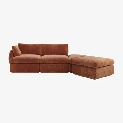 Sofa.com Ren LHF Modular Sofa in Pomegranate Bubble Velvet