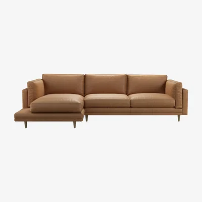 Sofa.com Marco LHF Chaise Sofa in Saddle Antique Leather