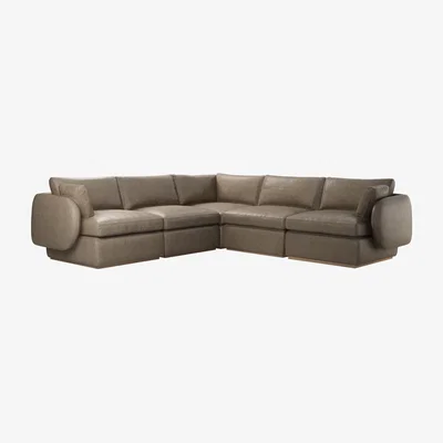 Sofa.com Ren Medium Corner Sofa in Pewter Grain Leather