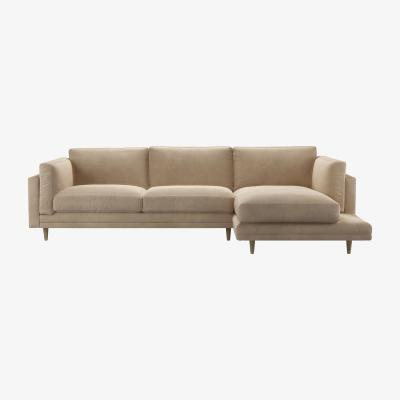 Sofa.com Marco RHF Chaise Sofa in Fawn Aquaclean Clever Velvet