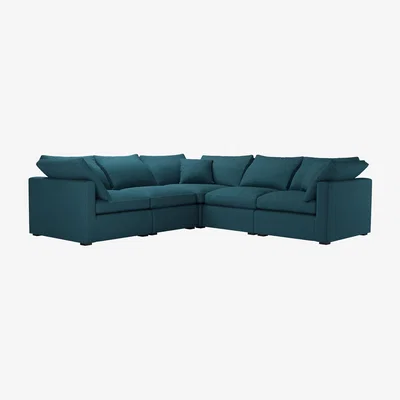 Sofa.com Long Island Slim Medium Corner Sofa in Evergreen  Brushed Linen Cotton