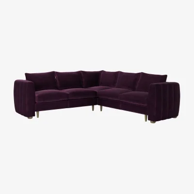 Sofa.com Tiffany Slim Medium Corner Sofa in Damson Smart Velvet
