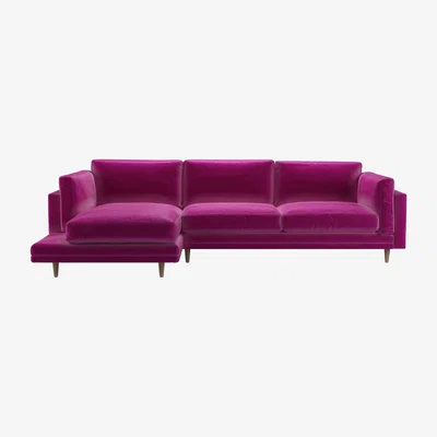 Sofa.com Marco LHF Chaise Sofa in Peony Cotton Matt Velvet