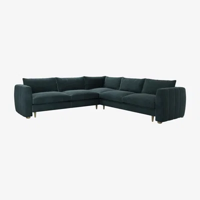 Sofa.com Tiffany Medium Corner Sofa in Deep Forest Aquaclean Clever Velvet
