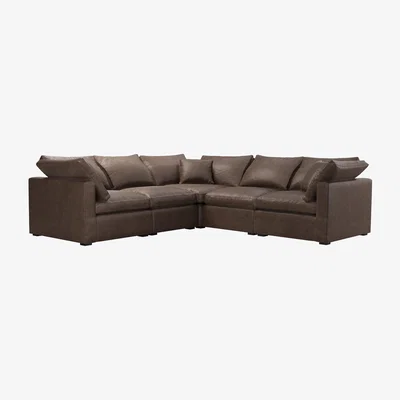 Sofa.com Long Island Slim Medium Corner Sofa in Walnut Antique Leather