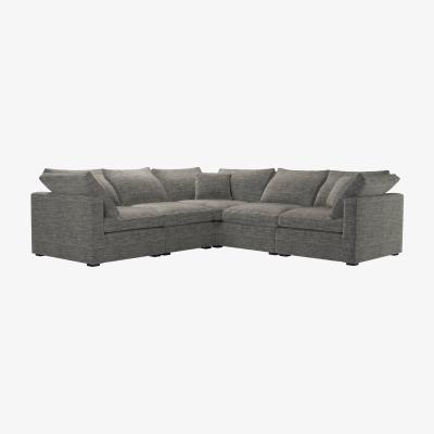 Sofa.com Long Island Slim Medium Corner Sofa in Liquorice Baylee Multi-Tone Viscose Linen