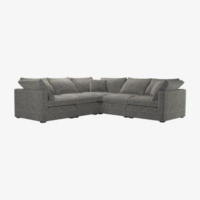 Sofa.com Long Island Slim Medium Corner Sofa in Liquorice Baylee Multi-Tone Viscose Linen