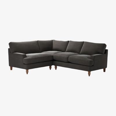 Sofa.com Isla Asym. Crn: LHF Loveseat w RHF 2 Seat in Battleship Grey Smart Cotton - sofa.com