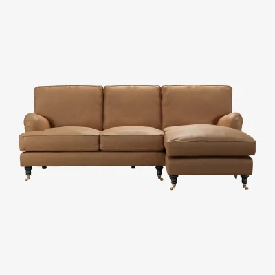 Sofa.com Bluebell RHF Chaise Sofa in Saddle Antique Leather - sofa.com